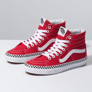 Vans Bayan Spor Ayakkabı Check Foxing Sk8-Hi Kırmızı/Beyaz | 53247-368